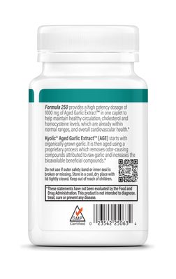Kyolic Aged Garlic Extract Formula 250, Cardiovascular Health, One Per Day, 30 Vegan Capsules (Packaging May Vary)