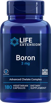 Life Extension Boron 3mg 180 Veg Caps - Triple Boron Complex with Boron Citrate, Glycinate, Aspartate - 3 mg Capsules - Enhanced with Vitamin B2