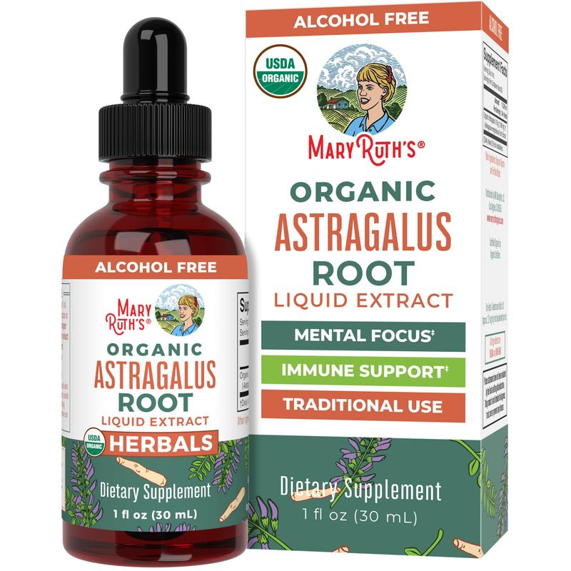 MaryRuth Organics Astragalus Root, Sugar Free, USDA Organic, Astragalus Extract for Immune Support, Focus, and Cardiovascular Support, Astragalus Root Organic Liquid Drops, Non-GMO, Vegan, 1 Fl Oz