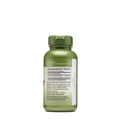GNC Herbal Plus Cinnamon Bark 500mg, 100 Capsules, Traditional Ayurvedic Herb