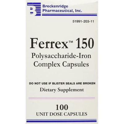 Breckenridge Ferrex 150 Polysaccharide Iron Complex Caps 100ct *Non Blister* by Breckenridge Pharmaceutical, Inc.