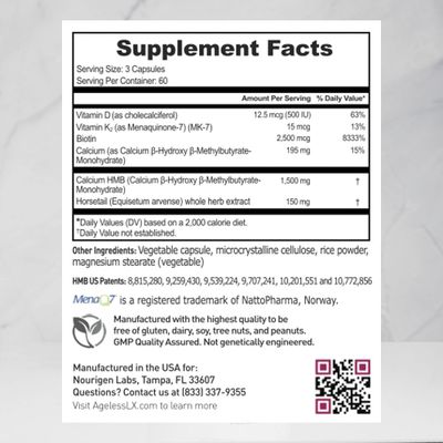 AgelessLX Collagen Supplement for Women - HMB Collagen Enhancer Capsules for Skin &amp; Hair- Anti-Aging Supplement for Cellulite Support - 60 Servings