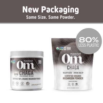 OM Mushroom Superfood Chaga Organic Mushroom Powder, 7.05 Ounce Pouch, 100 Servings, US Grown, Sacred Antioxidants & Immune Support, Superfood Mushroom Supplement