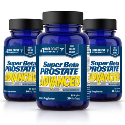 Super Beta Prostate Advanced - Reduce Bathroom Trips, Promote Sleep, Support Bladder Emptying. Prostate Supplement for Men with Beta Sitosterol, not Saw Palmetto (180 Caplets, 3-Pack)
