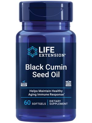 Life Extension Black Cumin Seed Oil, black cumin, immune health support, whole-body health, healthy aging, gluten free, non-GMO, 60 softgels