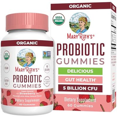 USDA Organic Probiotic Gummies |Probiotics for Digestive Health &amp; Gut Comfort Supplement 5 Billion CFU | Probiotics for Women &amp; Men | Immune &amp; Digestive Support | Vegan | Non-GMO | 60 Count
