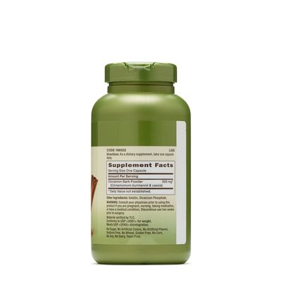 GNC Herbal Plus Cinnamon Bark 500mg, 200 Capsules, Traditional Ayurvedic Herb