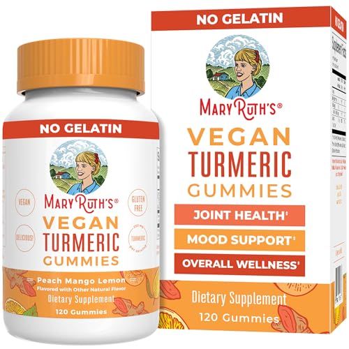 MaryRuth Organics Turmeric Gummies | Organic Turmeric Curcumin Extract | Chewable Turmeric Supplement | Vegan | Non-GMO | Gluten Free | Peach | Mango &amp; Lemon Flavor | 250 mg per Serving | 120 Count