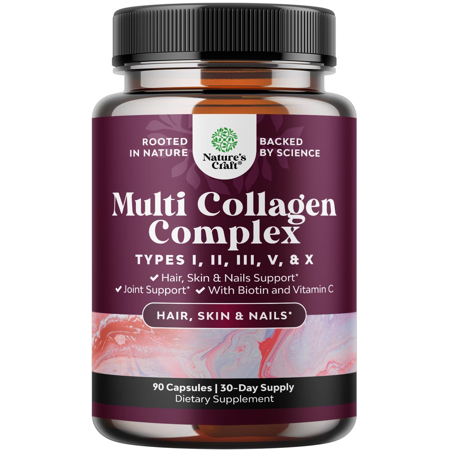 Advanced Multi Collagen Complex - Biotin and Collagen Supplement for Men and Women with BioPerine and Vitamin C - Type 1 2 3 5 &amp; X Collagen Pills for Bone and Joint Support Hair Skin and Nails