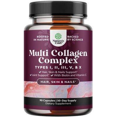 Advanced Multi Collagen Complex - Biotin and Collagen Supplement for Men and Women with BioPerine and Vitamin C - Type 1 2 3 5 &amp; X Collagen Pills for Bone and Joint Support Hair Skin and Nails