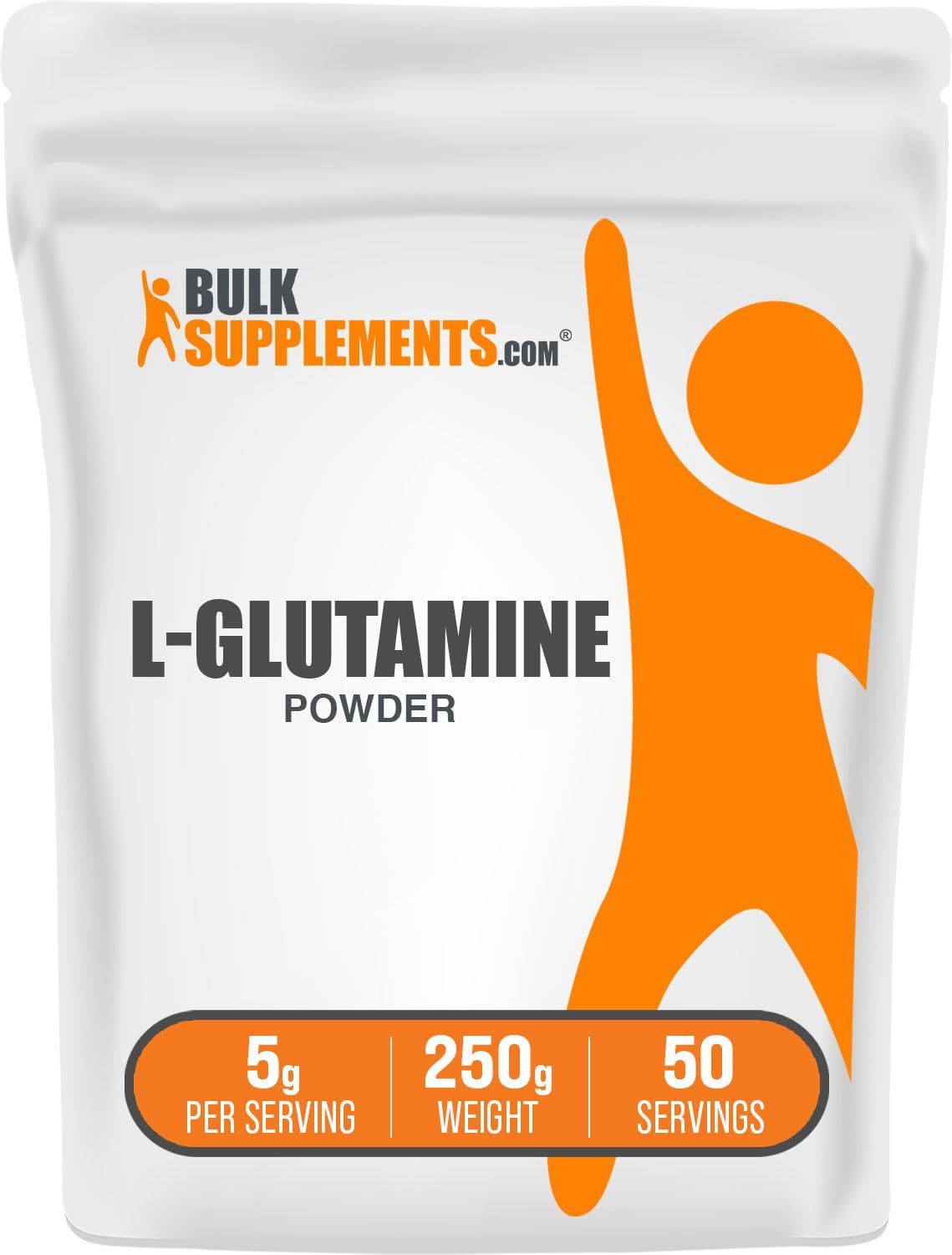 BulkSupplements.com L-Glutamine Powder - Glutamine Supplement, L-Glutamine 5000mg, L Glutamine Powder - Unflavored &amp; Gluten Free, 5000mg per Serving, 250g (8.8 oz) (Pack of 1)