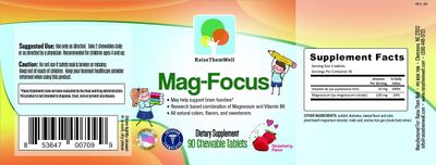 Raise Them Well Magnesium Focus Supplement for Kids | Natural Strawberry Flavored | 90 Chewable Tablets
