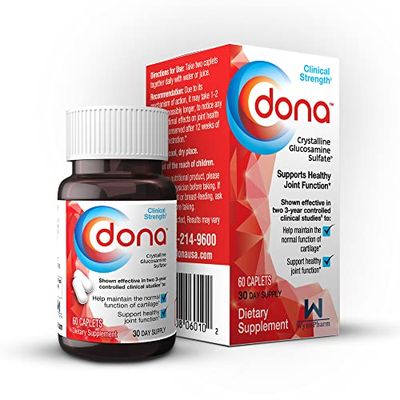 Dona Crystalline Glucosamine Sulfate, 1500 Mg, Joint Supplement Pills for Knee Comfort &amp; Joint Health Support, 1500 Mg, 60 Count
