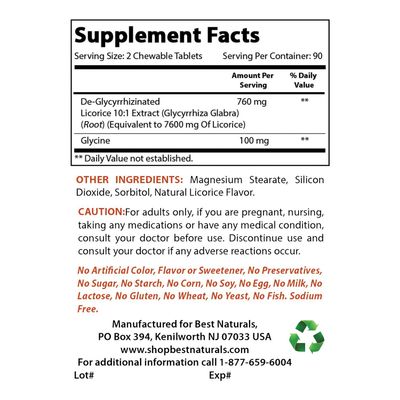 Best Naturals DGL Chewable 380 mg 180 Tablets