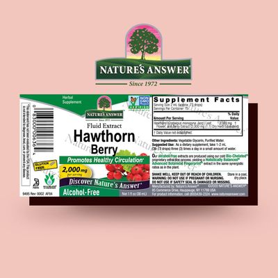 Nature's Answer Hawthorn Berry 1 Ounce Extract - Blood Circulation &amp; Cholesterol Support Supplement, Alcohol Free, Gluten Free, Preservative Free