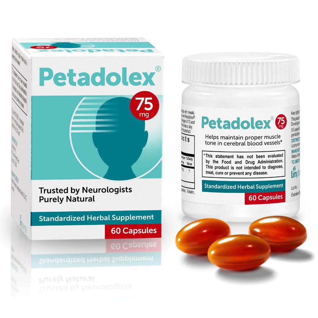 Petadolex - Migraine Relief - Patented Butterbur Root Extract, 75mg PA-Free Butterbur Extract in Gelatin Capsules, Ideal Real Butterbur for Migraines Solution Prevention