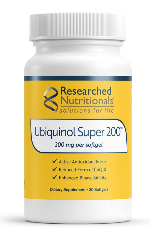 Researched Nutritionals Ubiquinol Super 200 - Enhanced Absorption CoQ10 200mg Softgels - Antioxidants Supplement to Support Heart Health, Energy &amp; Healthy Aging (30 Count)