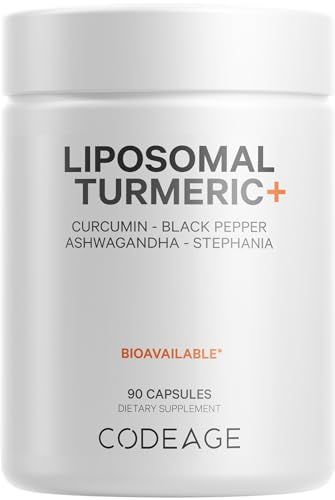 Codeage Organic Turmeric Supplement - 95% Curcumin Extract Pills - Liposomal Fermented Botanical Blend Black Pepper, Ashwagandha, Ginger, Stephania, Boswelia, Cumin, Digestive Bitters - 90 Capsules