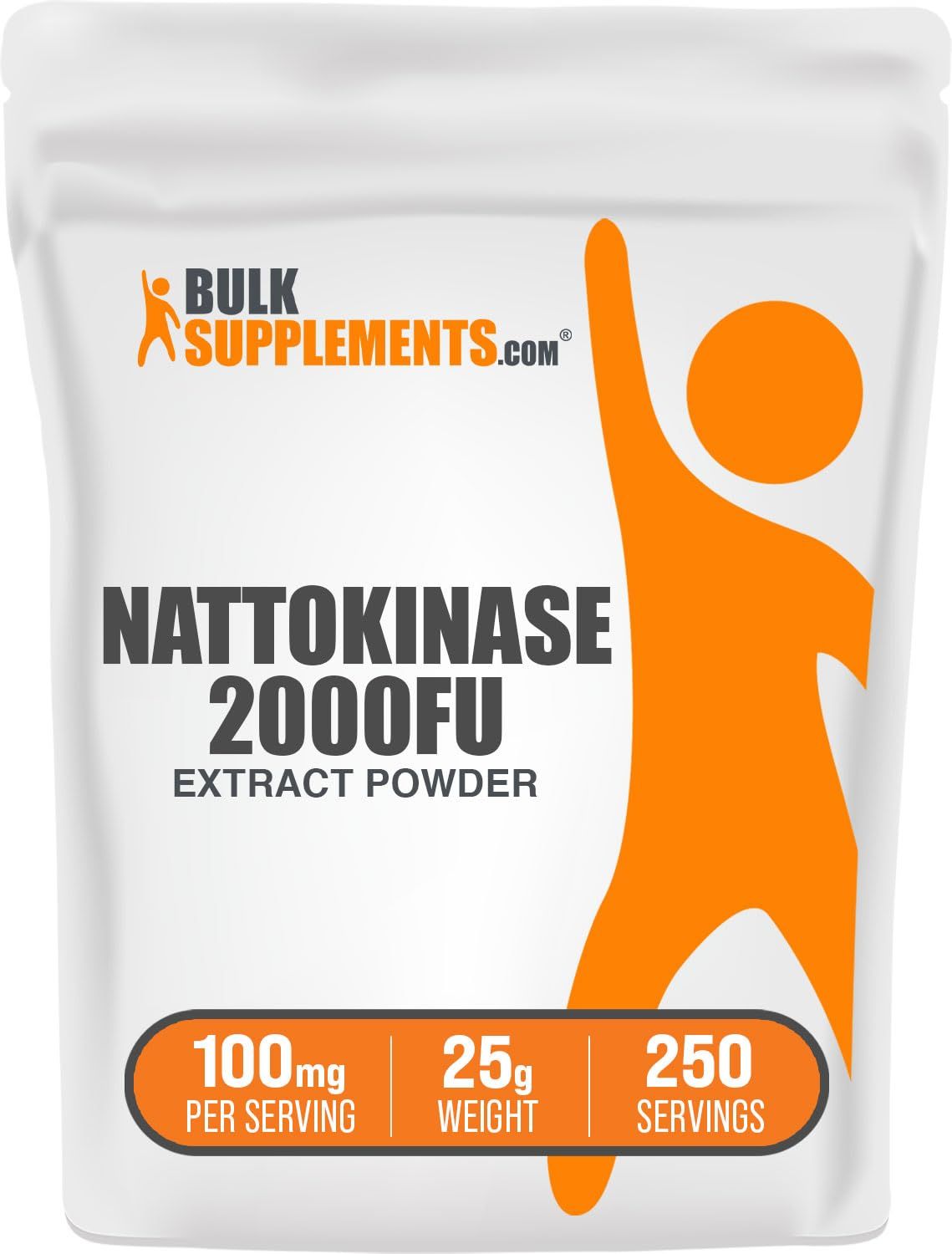 BulkSupplements.com Nattokinase 2000 FU Powder - Sourced from Natto Extract, Nattokinase Supplement - 100mg of Natto Powder per Serving, 25g (0.88 oz) (Pack of 1)