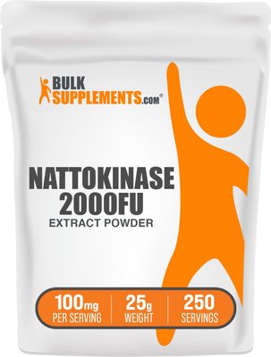 BulkSupplements.com Nattokinase 2000 FU Powder - Sourced from Natto Extract, Nattokinase Supplement - 100mg of Natto Powder per Serving, 25g (0.88 oz) (Pack of 1)