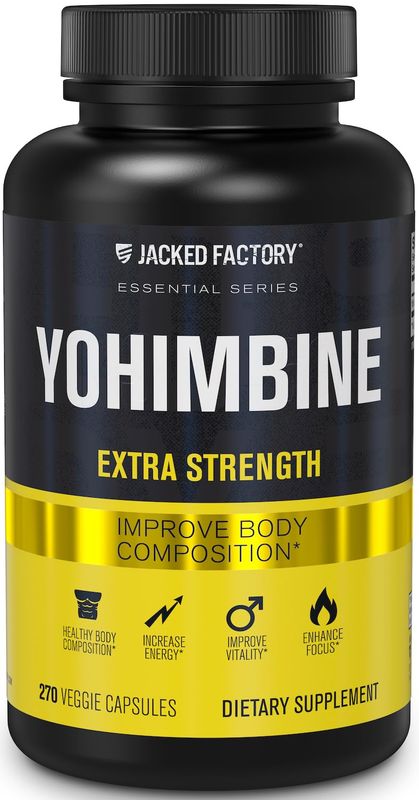 Jacked Factory Yohimbine Extra Strength Supplement, 270 Capsules - Premium Yohimbe Bark Extract for Experienced Users - Body Recomposition, Energy &amp; More - Zero Fillers - 270 Veggie Capsule Pills