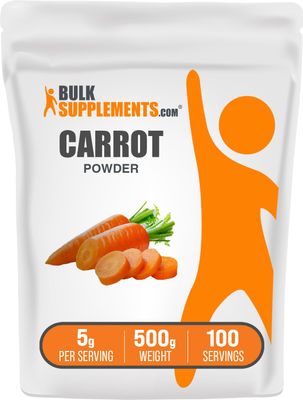 BulkSupplements.com Carrot Powder - Superfood Powder Supplement, Carrot Supplement - for Smoothies &amp; Baking, Vegan &amp; Gluten Free, 5g per Serving, 500g (1.1 lbs) (Pack of 1)