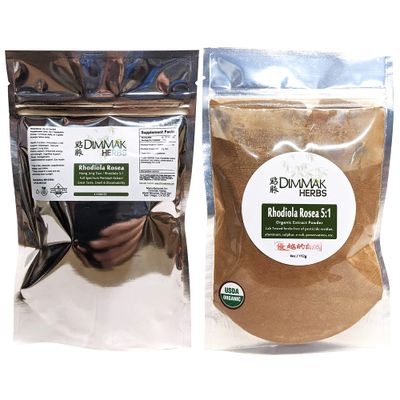Organic Rhodiola Rosea Powder Extract 5:1 4 Ounce | Hong Jing Tian Concentrate | Lab Tested Extract Powder 112 Gram Resealable Bag add to Water or Smoothie by Dimmak Herbs
