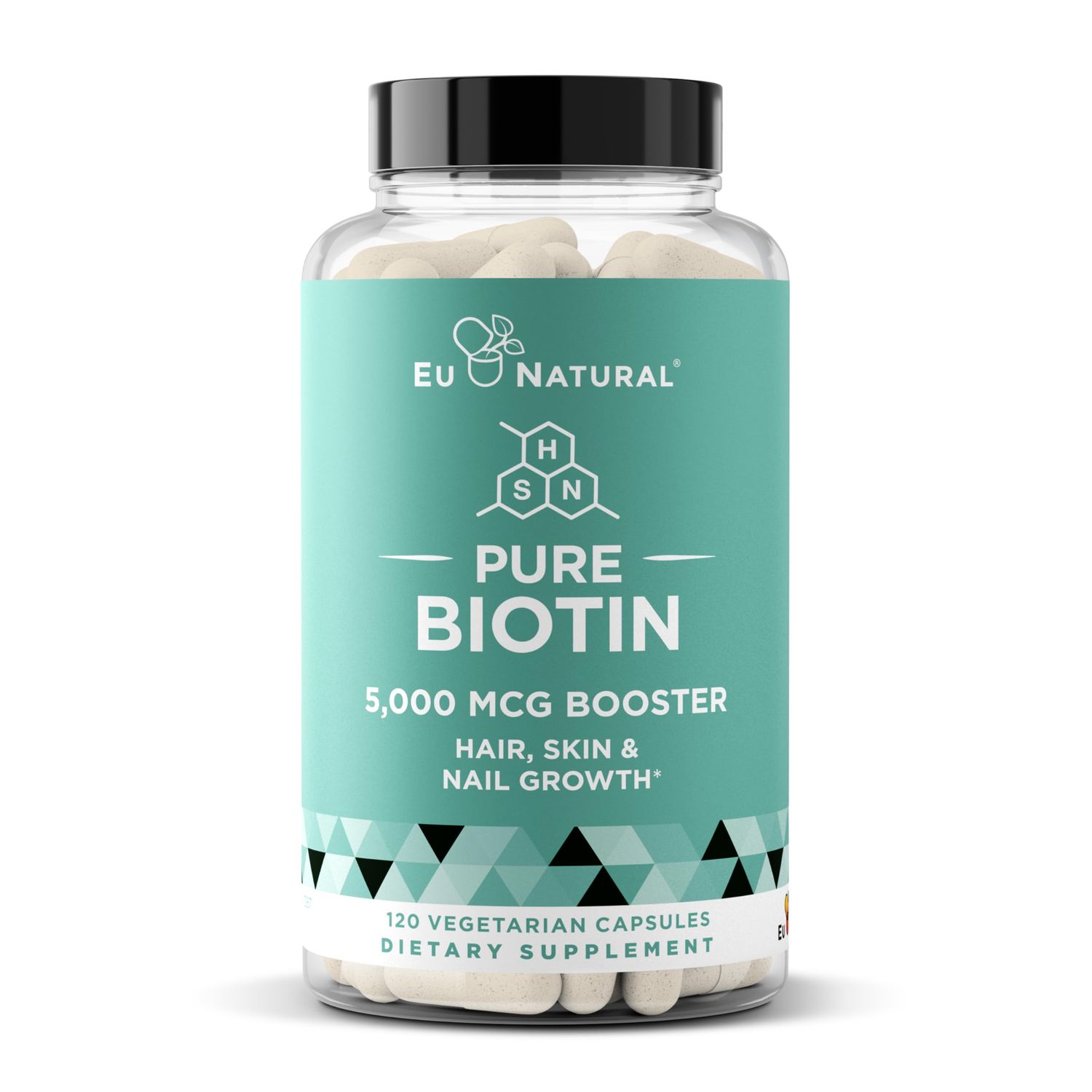 Biotin 5000 mcg Hair Skin Nails Supplement - High-Potency Hair Growth Vitamins for Women &amp; Men - Provide Powerful Support for Healthy Hair, Stronger Nails and Glowing Skin - 120 Vegan Soft Capsules
