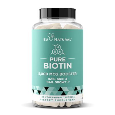 Biotin 5000 mcg Hair Skin Nails Supplement - High-Potency Hair Growth Vitamins for Women &amp; Men - Provide Powerful Support for Healthy Hair, Stronger Nails and Glowing Skin - 120 Vegan Soft Capsules