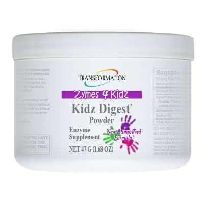 Kidz Digest Powder, 47g - #1 Practitioner Recommended - Supports Healthy Digestion and Alleviate The Symptoms of Gas, Cramping, Bloating and Spitting up by Transformation Enzymes. (47)