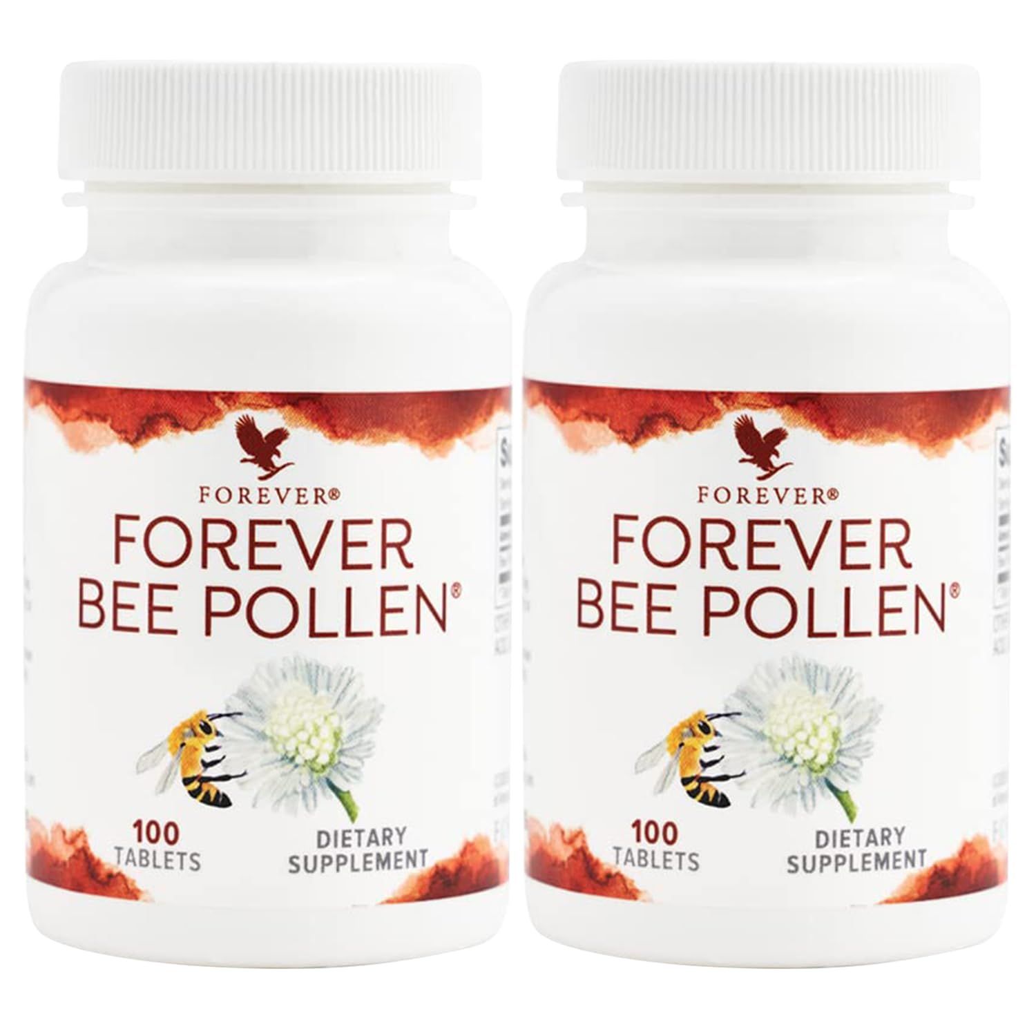 Forever Living - Forever Bee Pollen - Energy and Nutrition, Bioactive Compounds, Vegetarian, Gluten-Free - Pure Bee Pollen and Honey - 100 Tablets (2 Pack)