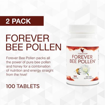 Forever Living - Forever Bee Pollen - Energy and Nutrition, Bioactive Compounds, Vegetarian, Gluten-Free - Pure Bee Pollen and Honey - 100 Tablets (2 Pack)
