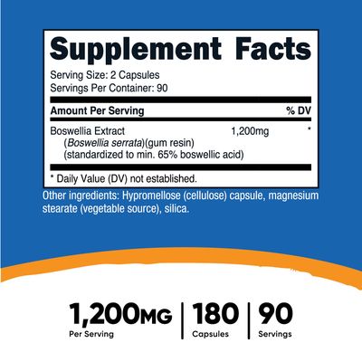 Nutricost Boswellia Extract 65% Boswellic Acid Capsules