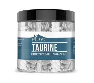 Earthborn Elements Taurine, 200 Capsules, Pure &amp; Undiluted, No Additives