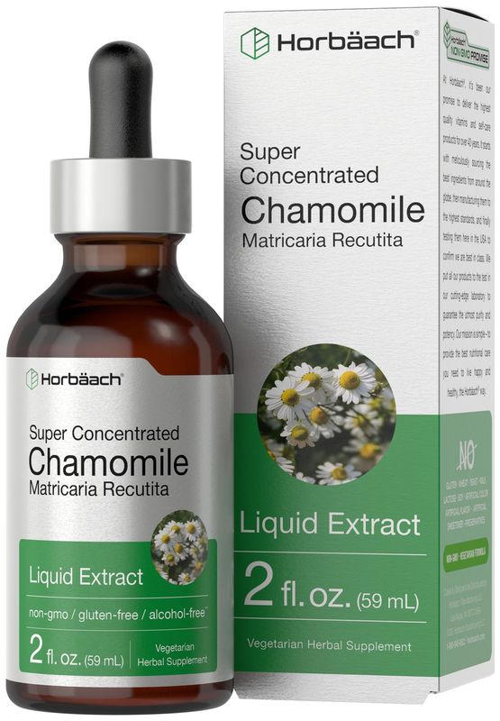 Horbach Chamomile Extract Liquid | 2 fl oz | Alcohol Free Supplement | Vegetarian, Non-GMO, Gluten Free Tincture