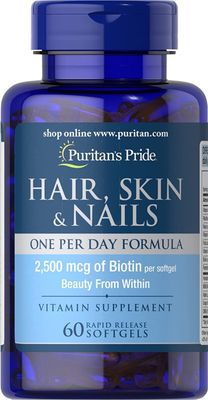 Puritan&#39;s Pride Hair Skin Nails One Per Day Formula60 Softgels, 60 Count (55554)