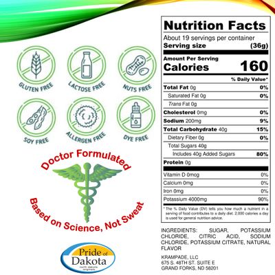 Krampade Original Lemon Lime 4K, 4000 mg Potassium Instant Cramp Relief Electrolyte Drink Powder | Designed for Athletes and Crampers | 19-Serving Resealable Pouch