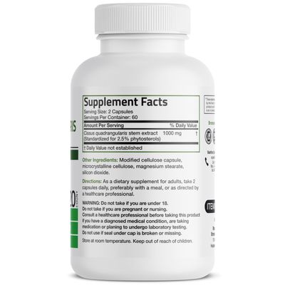 Bronson Cissus Quadrangularis Extract 1000 mg Capsules - Strong Bones &amp; Healthy Joints - Non-GMO, 120 Vegetarian Capsules