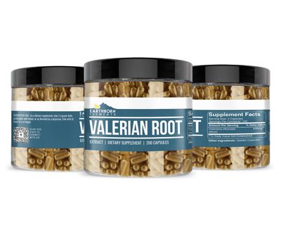 Earthborn Elements Valerian Root 200 Capsules, Pure &amp; Undiluted, No Additives