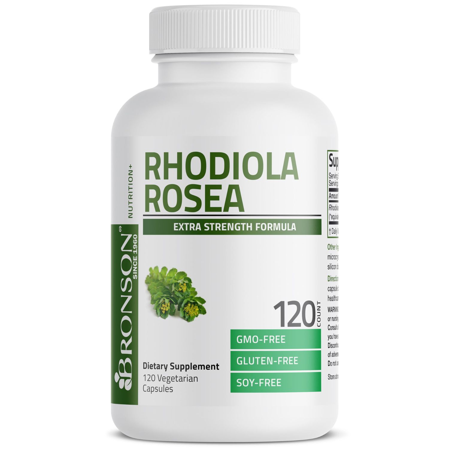 Bronson Rhodiola Rosea Vegetarian Capsules - Adaptogenic Herb - Brain, Stress &amp; Mood Support - Non-GMO, 120 Count