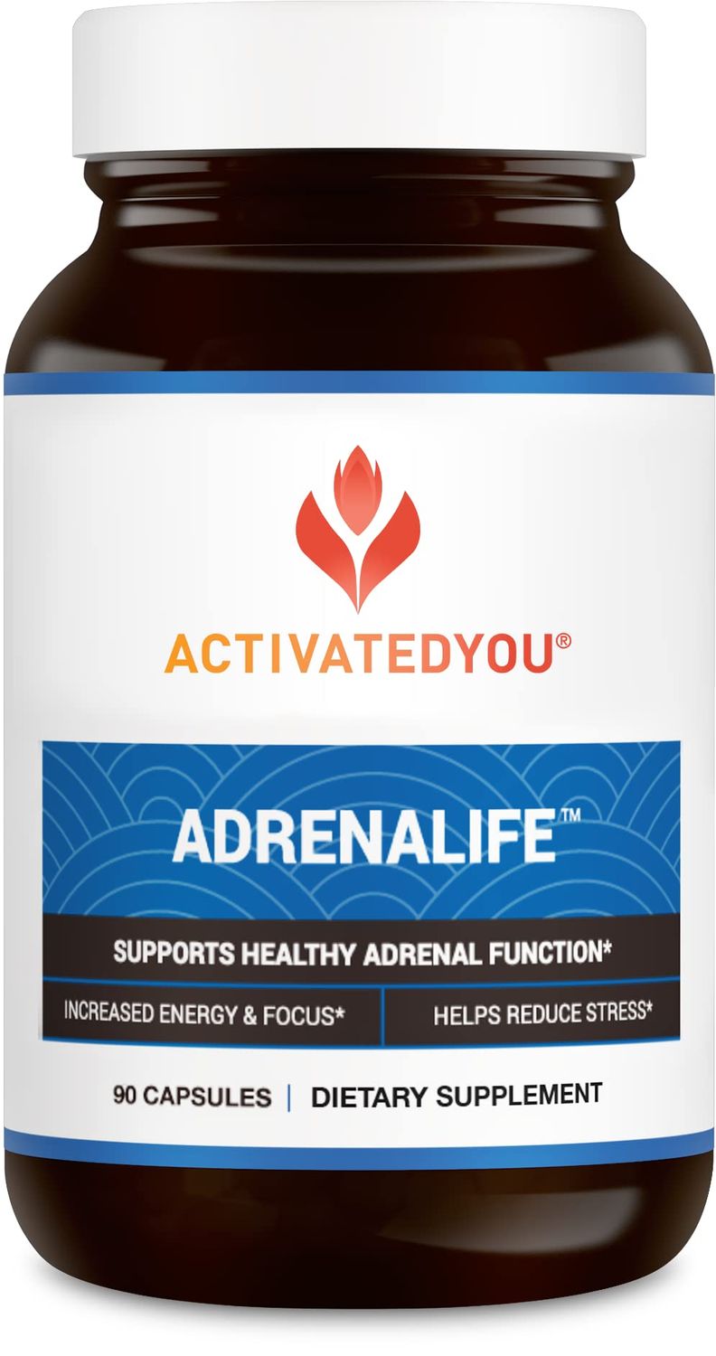 ACTIVATEDYOU AdrenaLife- Calmness and Relaxation Adrenal Support Supplement for Stress Relief, Restful Sleep, and Focused Energy w/Magnesium, Vitamin B12, &amp; Rhodiola Rosea Extract (90 Capsules)