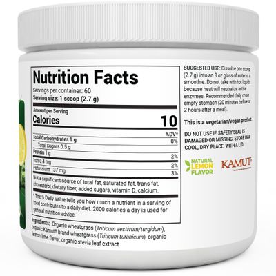 Dr. Berg USDA Certified Organic Green Powder Superfood (60 Servings) - Made with Raw Wheatgrass Powder, Chlorophyll, Trace Minerals & Natural Enzymes - Non-GMO Green Superfood Powder - Lemon Flavor