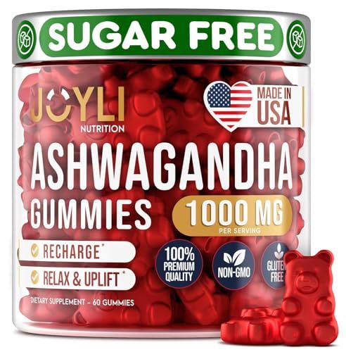 Ashwagandha Gummies for Women &amp; Men - Natural Calm Gummies with Ashwagandha Root Extract Vitamin C Zinc - Ashwagandha Herbal Supplement for Sleep Stress Balance - 60 Vegan Sugar Free Chews
