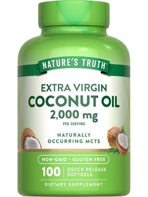 Nature&#39;s Truth Coconut Oil Supplement | 100 Softgels | Naturally Occurring MCTs | Non-GMO &amp; Gluten Free