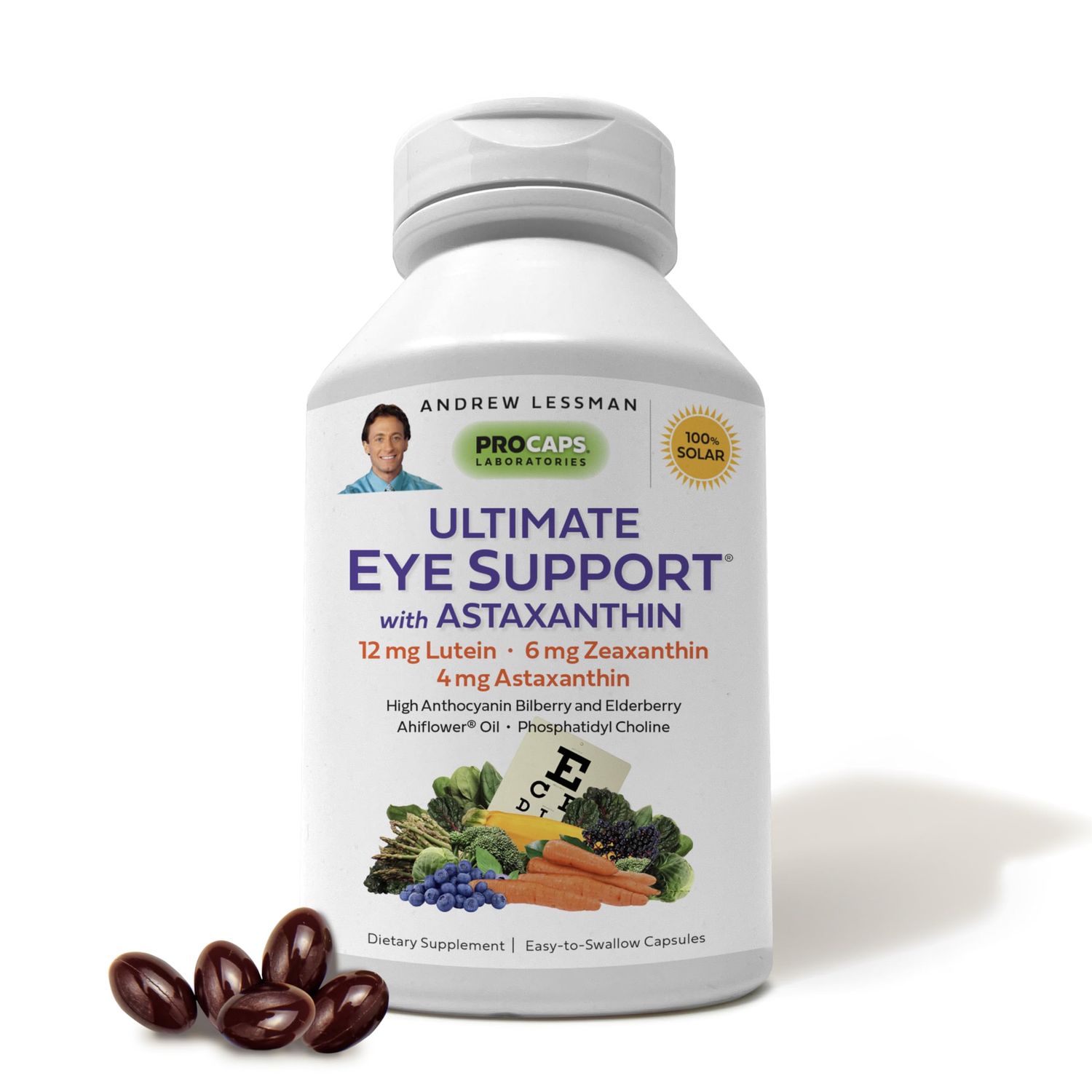 ANDREW LESSMAN Ultimate Eye Support with Astaxanthin 180 Softgels - 12mg Lutein, 6mg Zeaxanthin, 4mg Astaxanthin, Bilberry, Key Nutrients to Support Eye Health &amp; Promote Healthy Vision. No Additives