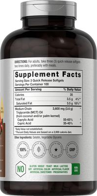 Horbach Keto MCT Oil Capsules 3600mg | 300 Softgels | Coconut Oil Pills | Non-GMO and Gluten Free Formula | High Potency and Value Size Supplement