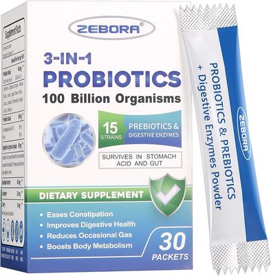 Probiotics for Women &amp; Men - 100 Billion Plus Digestive Enzymes &amp; Prebiotics, Highest Potency 3-in-1 Complete Probiotics for Digestive Health, Immune Support