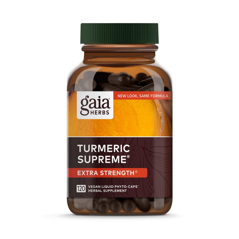 Gaia Herbs Turmeric Supreme Extra Strength - Helps Reduce Occasional Swelling from Normal Wear &amp; Tear - with Turmeric Curcumin &amp; Black Pepper-120 Vegan Liquid Phyto-Capsules(Up to 120-Day Supply)