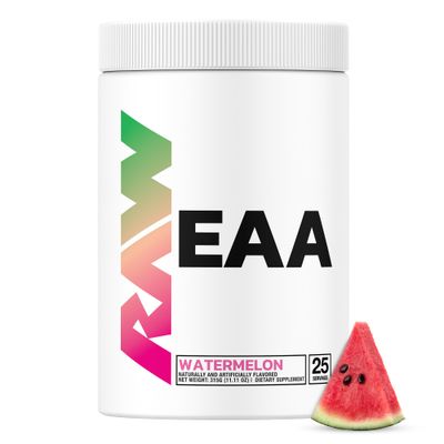 RAW EAA Amino Acids Powder, Watermelon (25 Servings) - Pre Workout Amino Energy Powder for Strength, Endurance, Recovery &amp; Lean Muscle Growth - BCAA Amino Acids Supplement for Men &amp; Women