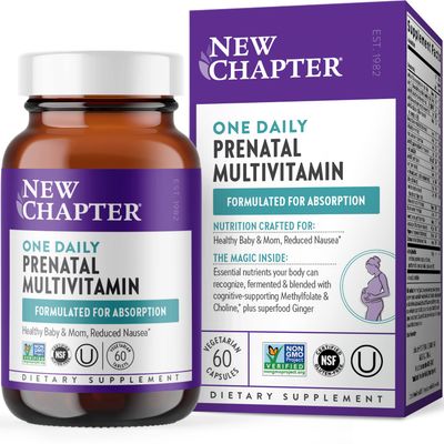 New Chapter Prenatal Vitamins, One Daily Prenatal Multivitamin with Methylfolate + Choline for Healthy Mom &amp; Baby, Gluten Free &amp; Non-GMO, 60 Count